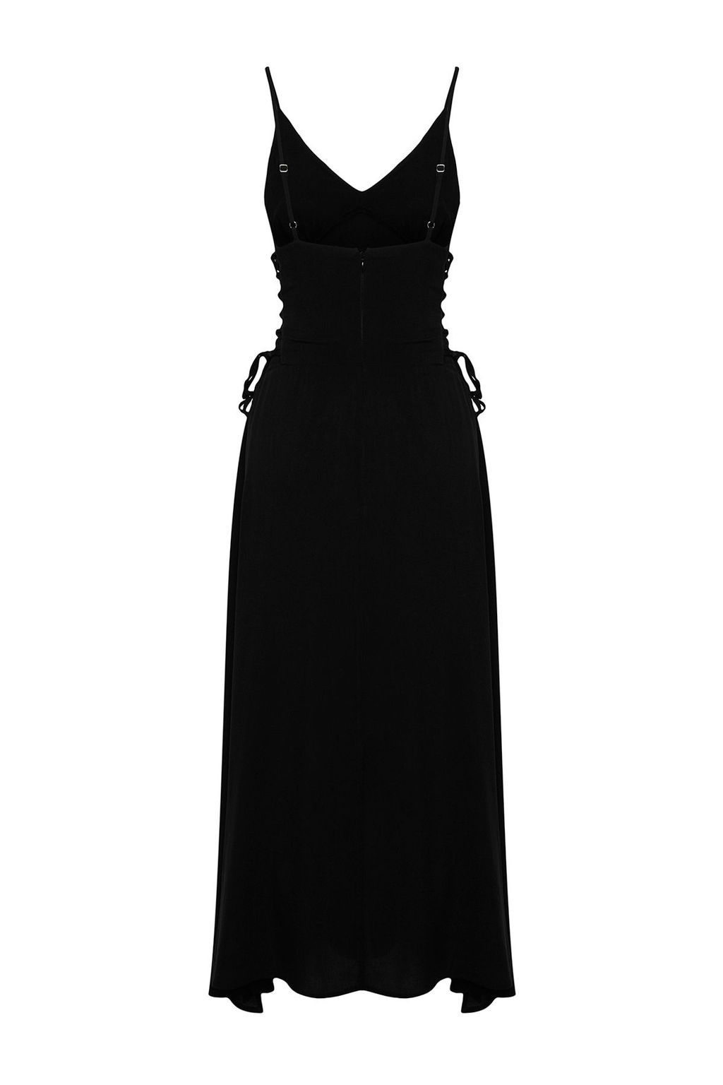 Siyah Dokuma Baglama Detayl? Maxi Plaj Elbise TBESS24EL00098