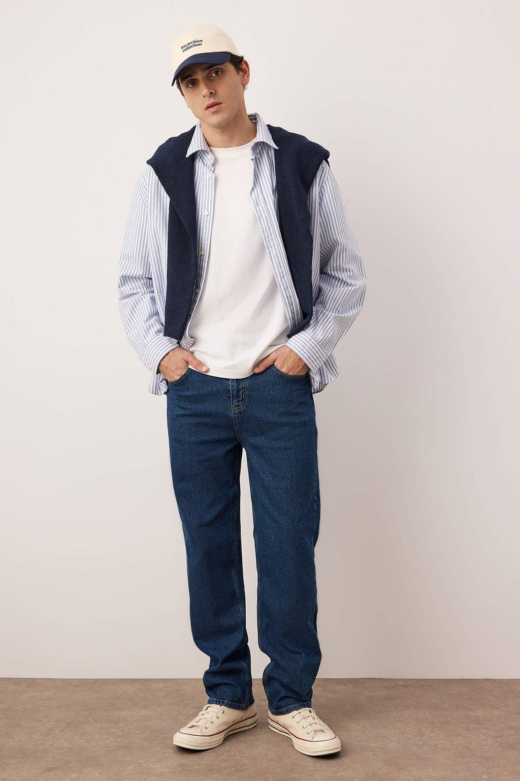 Lacivert Baggy/90s Straight Fit Jeans Bol Kot Pantolon TMNSS24JE00012