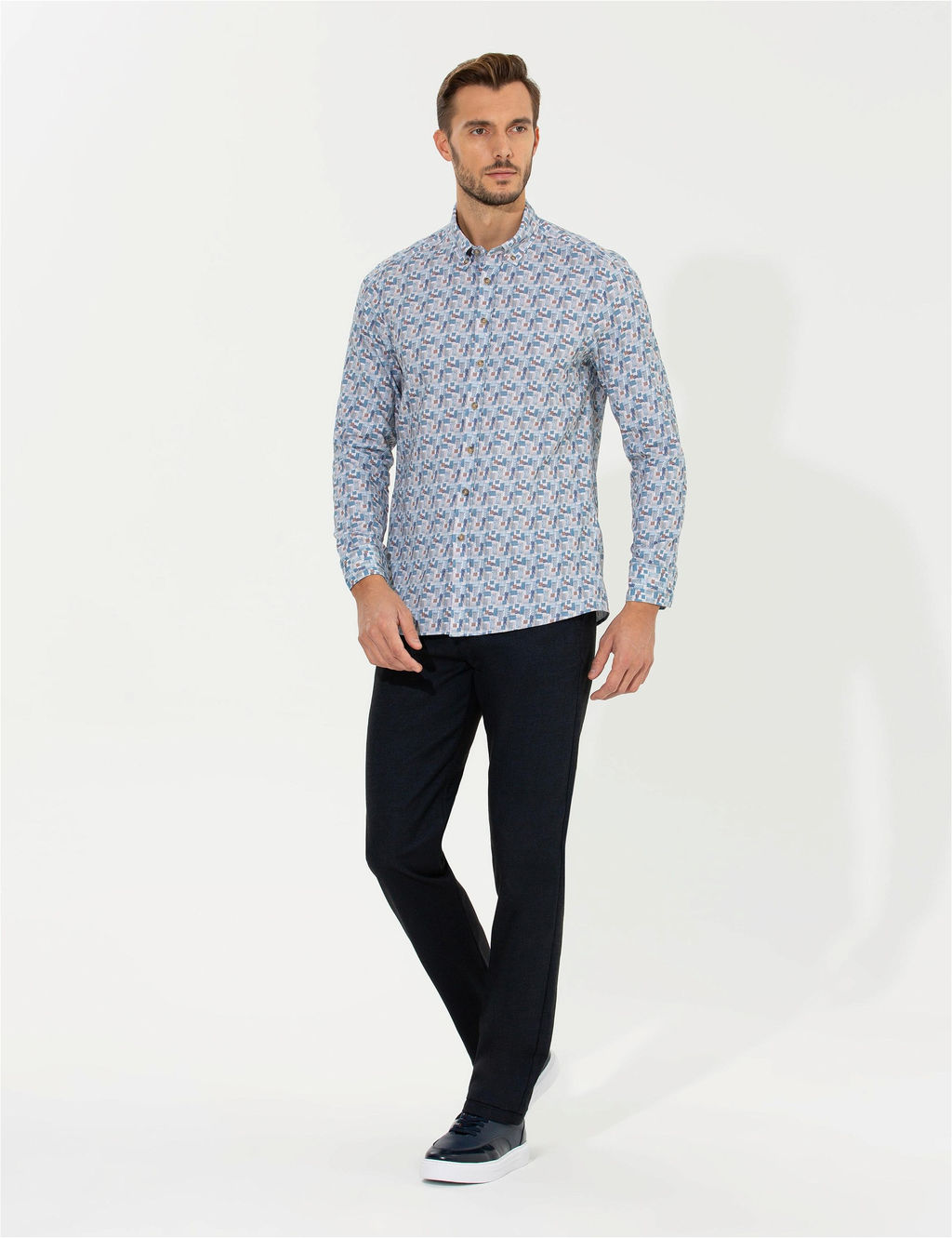 Lacivert Regular Fit Kanvas Pantolon