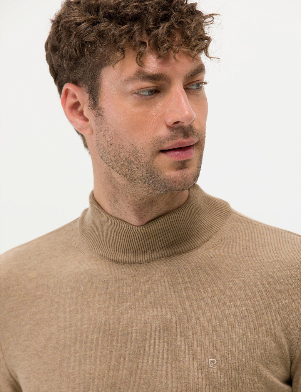 Camel Melanj Slim Fit Yar_m Bal_k__ Yaka Basic Triko Kazak