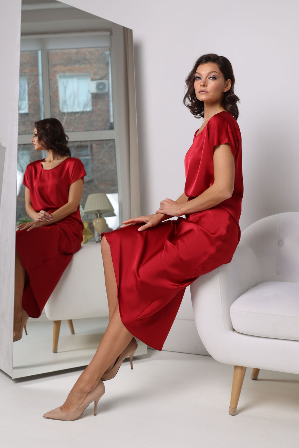 Юбка миди из плотного атласа - Looklikecat фото 4