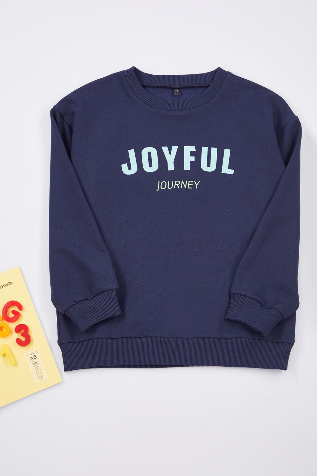 Gri Melanj Erkek Cocuk Slogan Bask?l? Bisiklet Yaka Orme Sweatshirt TKDAW25SW00031 - Trendyolmilla фото 2