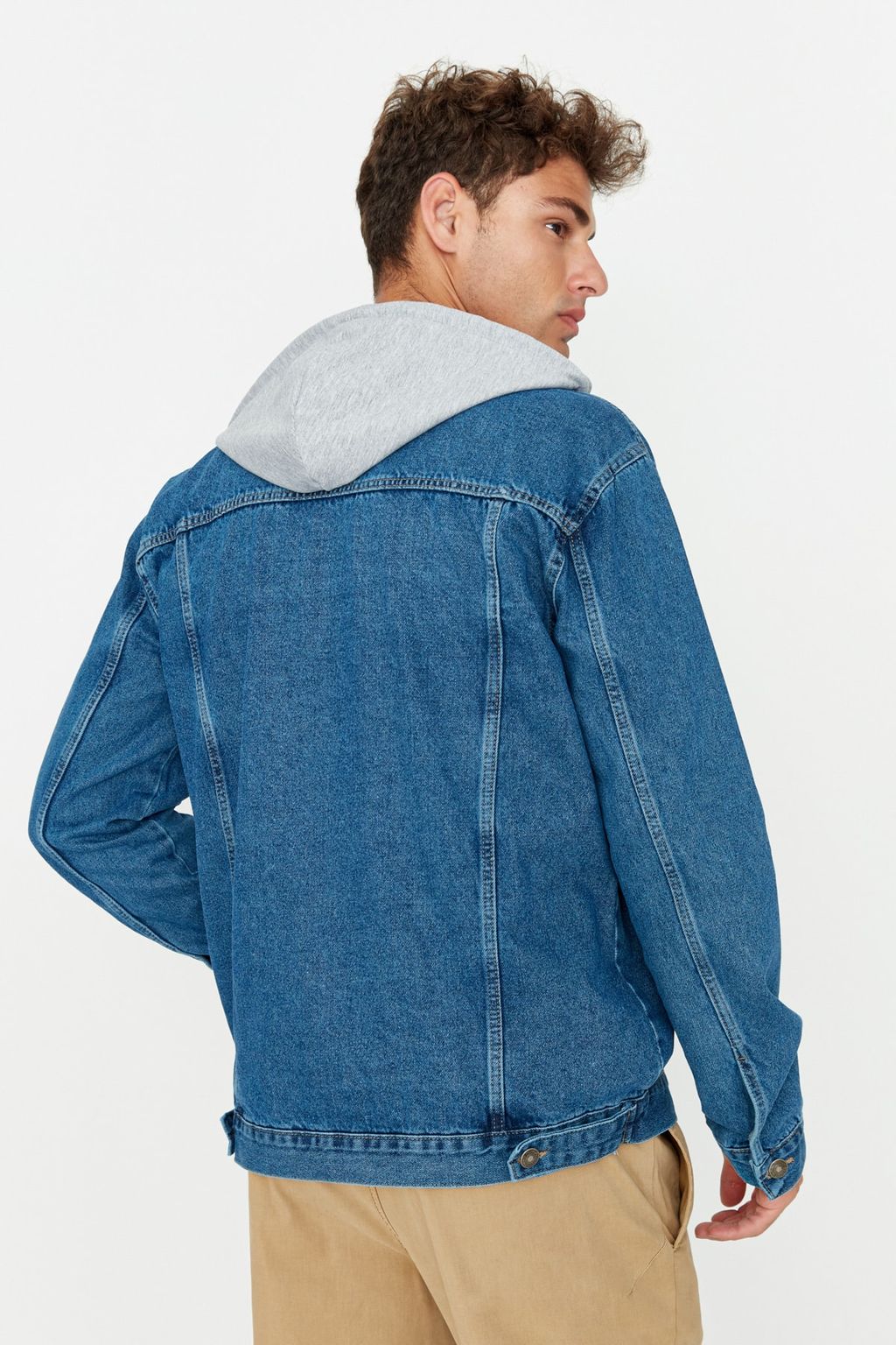 TRENDYOL MAN Siyah %100 Pamuk Regular Fit Orme Kapusonlu Denim Ceket TMNAW23CE00019 - Trendyolmilla фото 13