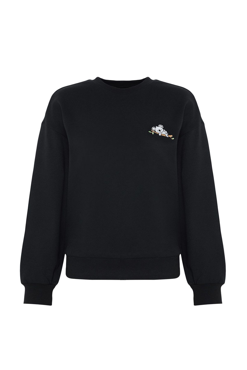 Siyah Animal Nak?sl? Regular/Normal Kal?p Kal?n Ici Polarl? Orme Sweatshirt TWOAW24SW00196