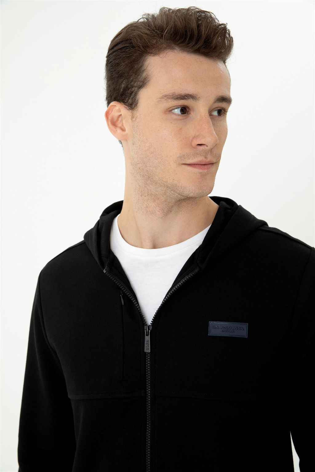 U. S. Polo Assn Мужской черный вязаный кардиган с капюшоном - U.s. polo assn фото 2