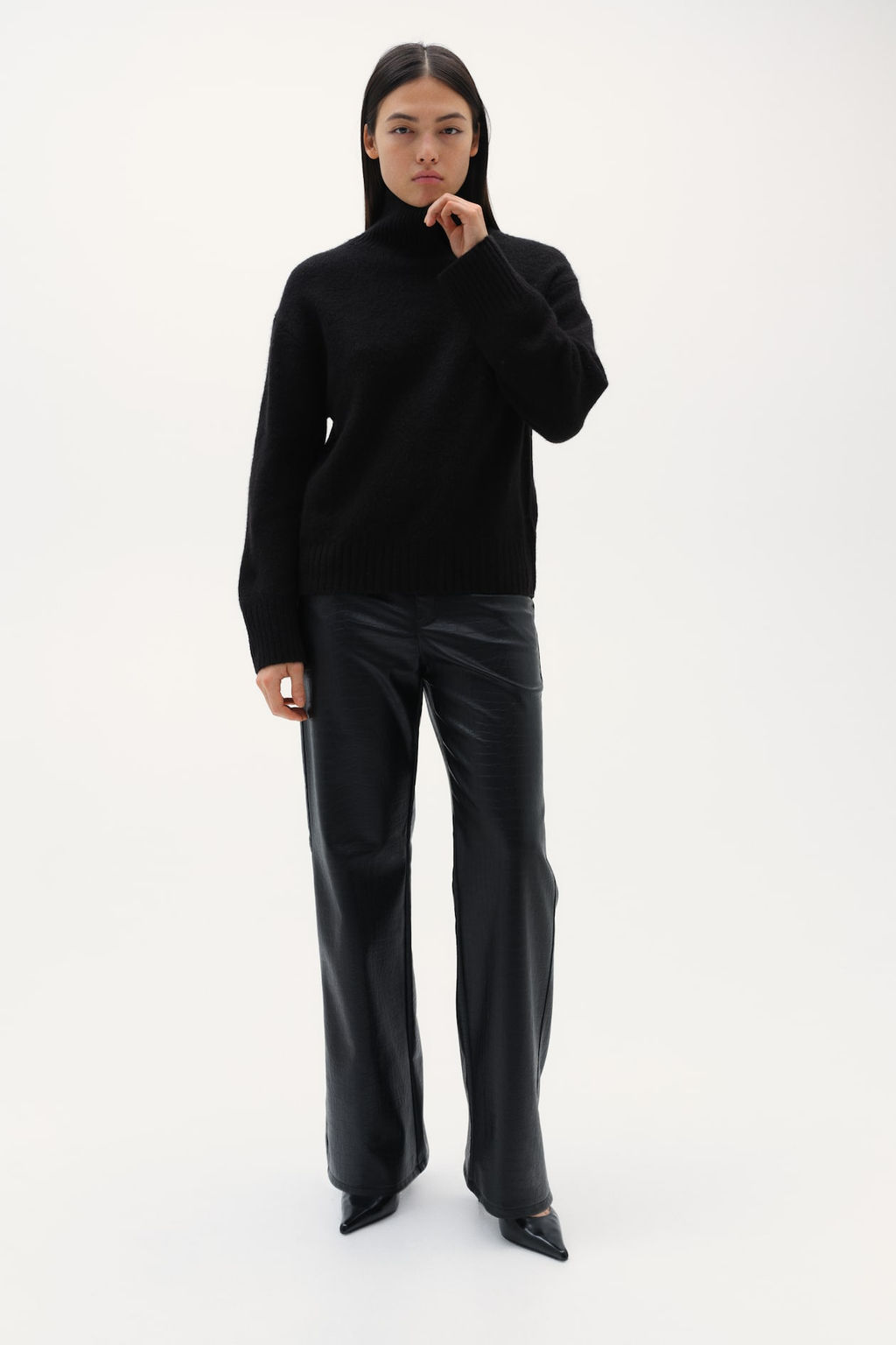 Pantalon revestido de corte recto - H&m фото 2