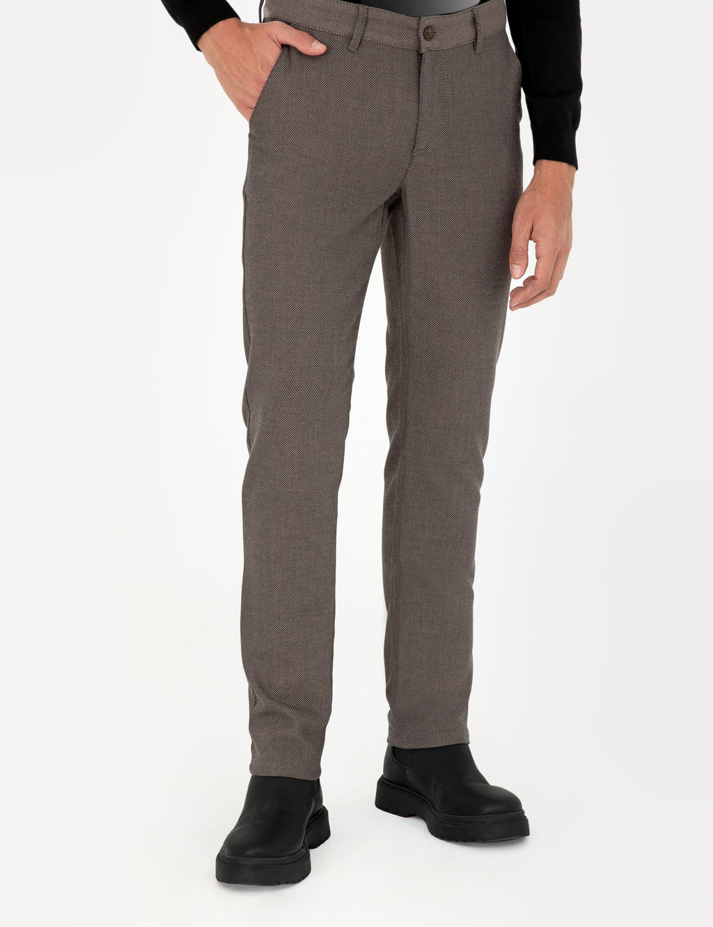 Kahverengi Slim Fit Kanvas Pantolon