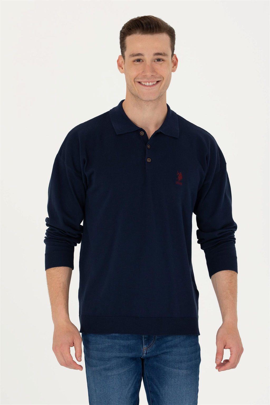 U. S. Polo Assn Мужской темно-синий базовый свитер - U.s. polo assn фото 8