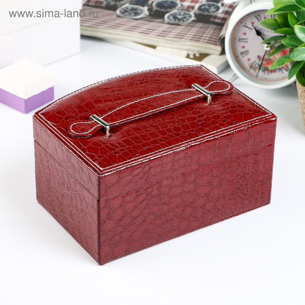 Шкатулка кожзам под бижутерию Бордо 20х15х11 см - Simaland фото 6