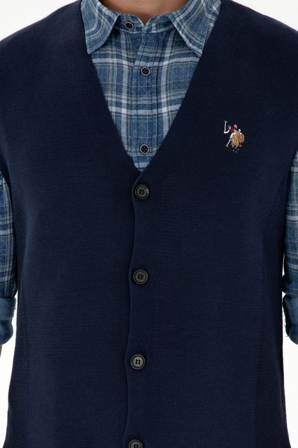 Мужской темно-синий трикотажный кардиган - U.s. polo assn фото 6