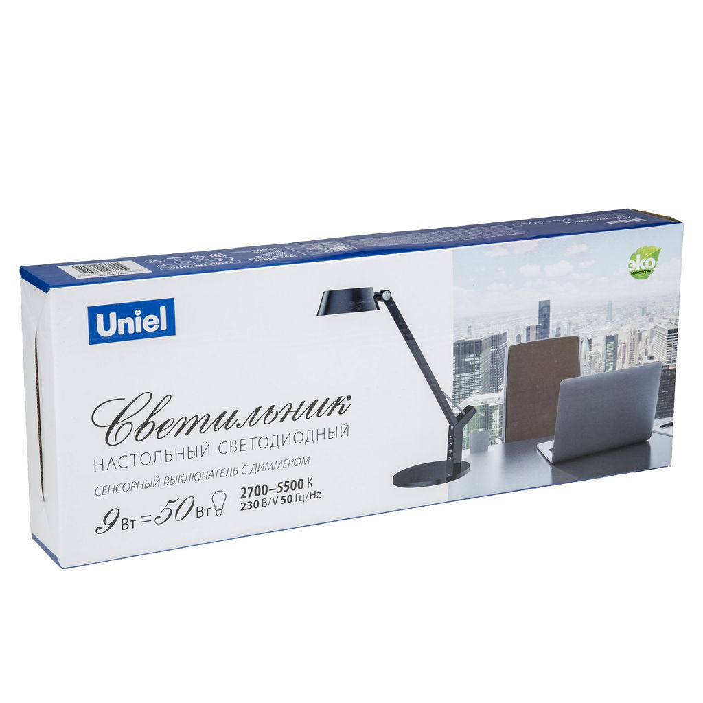 TLD-570 Black/LED/500Lm/2700-5500K/Dimmer Светильник настольный, 9W. Сенсорный выключатель. Черный. TM Uniel