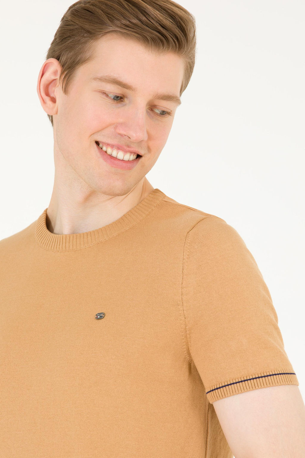 Erkek Camel Bisiklet Yaka Triko Kazak