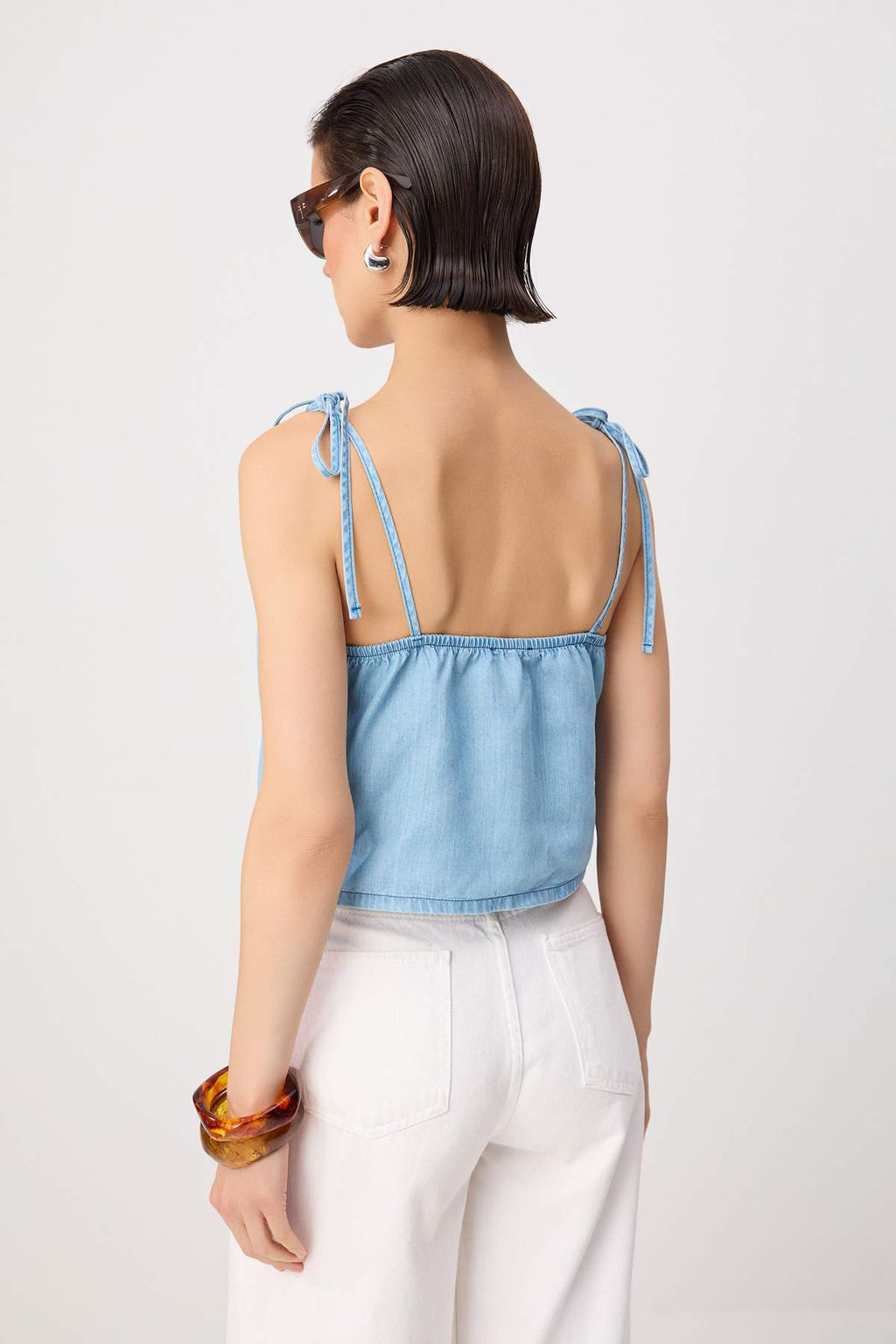 A__k Mavi %100 Tencel Ask_l_ Denim Bluz TWOSS26BZ00934