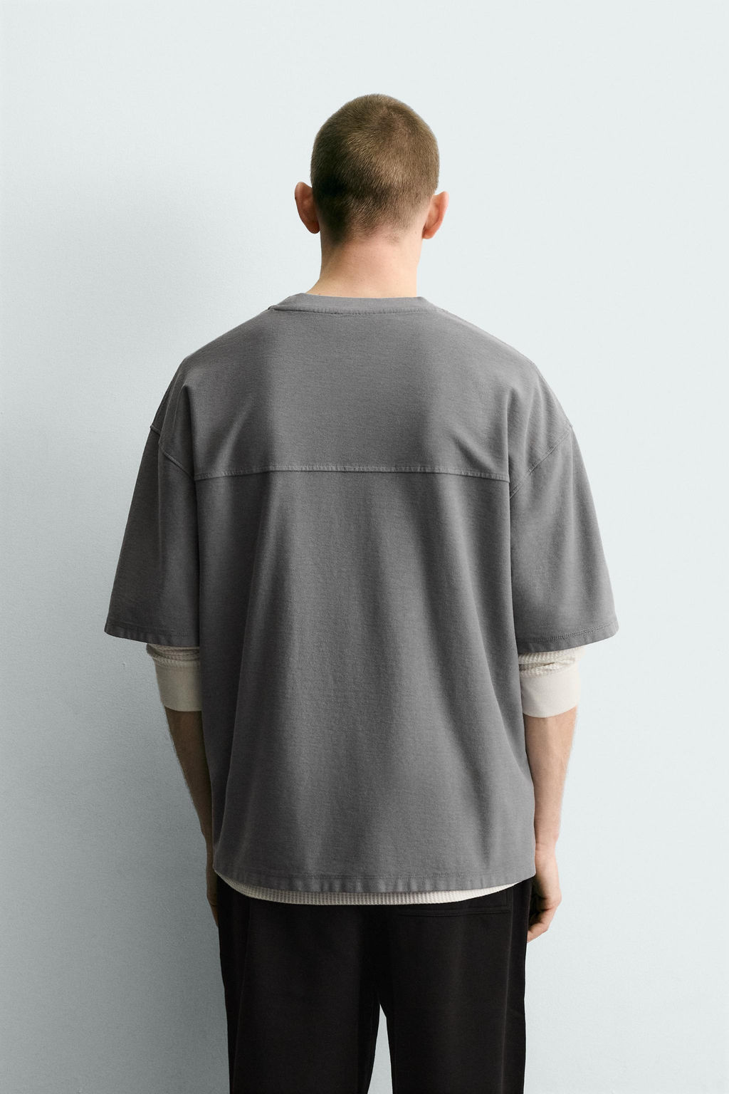 CAMISETA BOXY FIT B?SICA / Gris?ceo - Zara фото 3