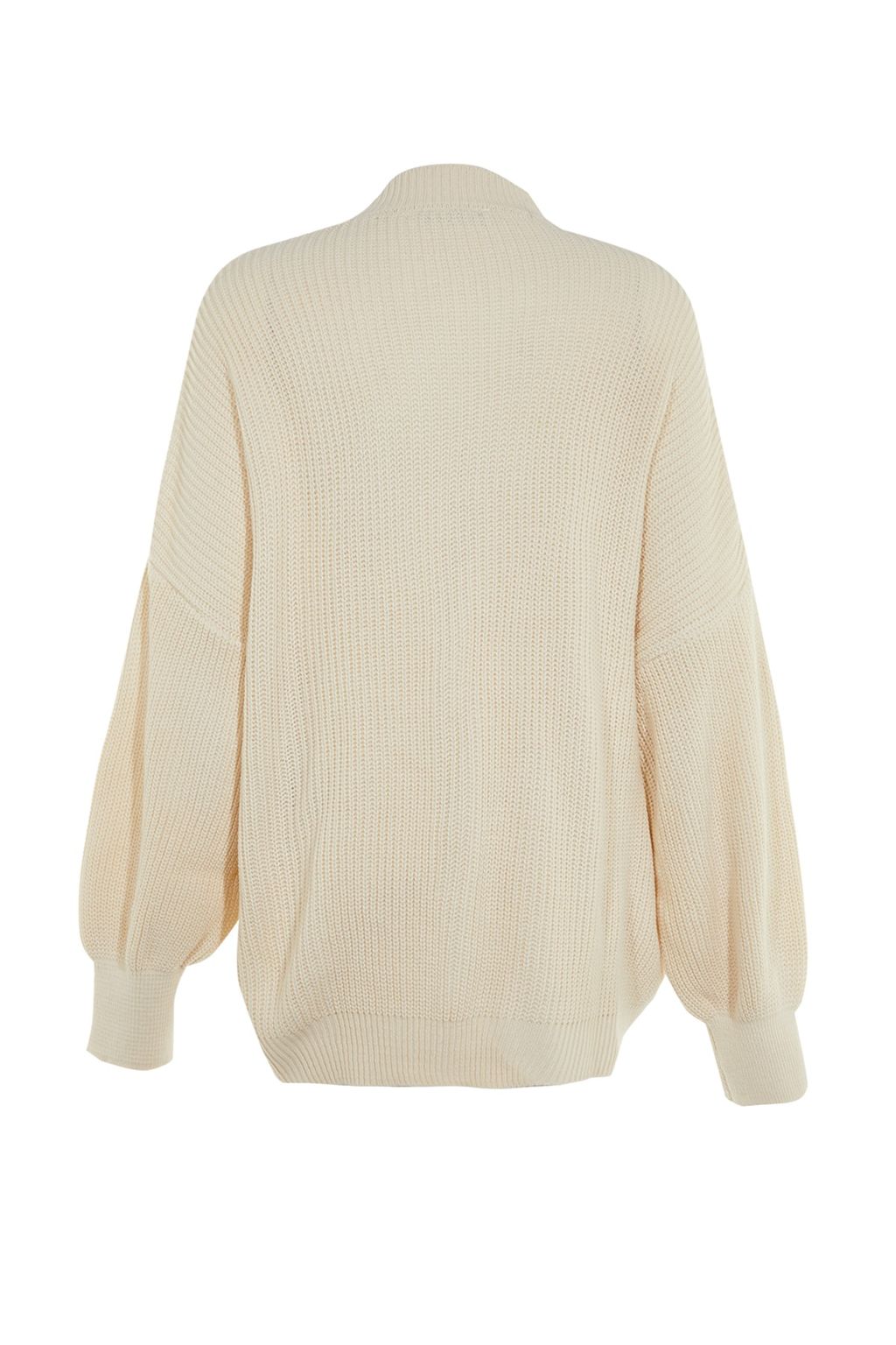 Ekru Genis Kal?p Basic Triko Kazak TWOAW23KZ01448