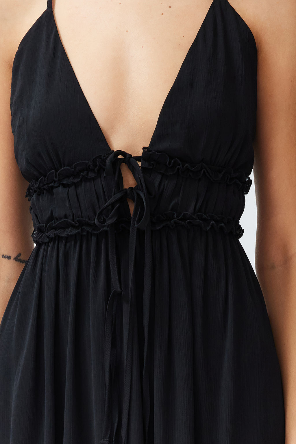 TRENDYOLMILLA Cok Renkli A-Kesim Astarl? Sifon Dokuma Uzun S?k Abiye Elbise TPRSS24AE00058  фото 5