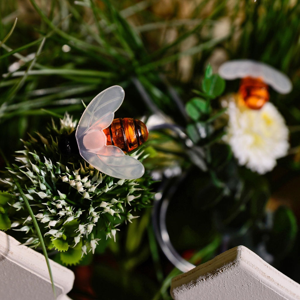 USL-S-127/PT4000 BEES Садовая гирлянда на солнечной батарее Пчелки. 20 светодиодов. Теплый белый свет. 1*АА Ni-Mh аккумулятор в/к. IP44. TM Uniel. - Volpe фото 7