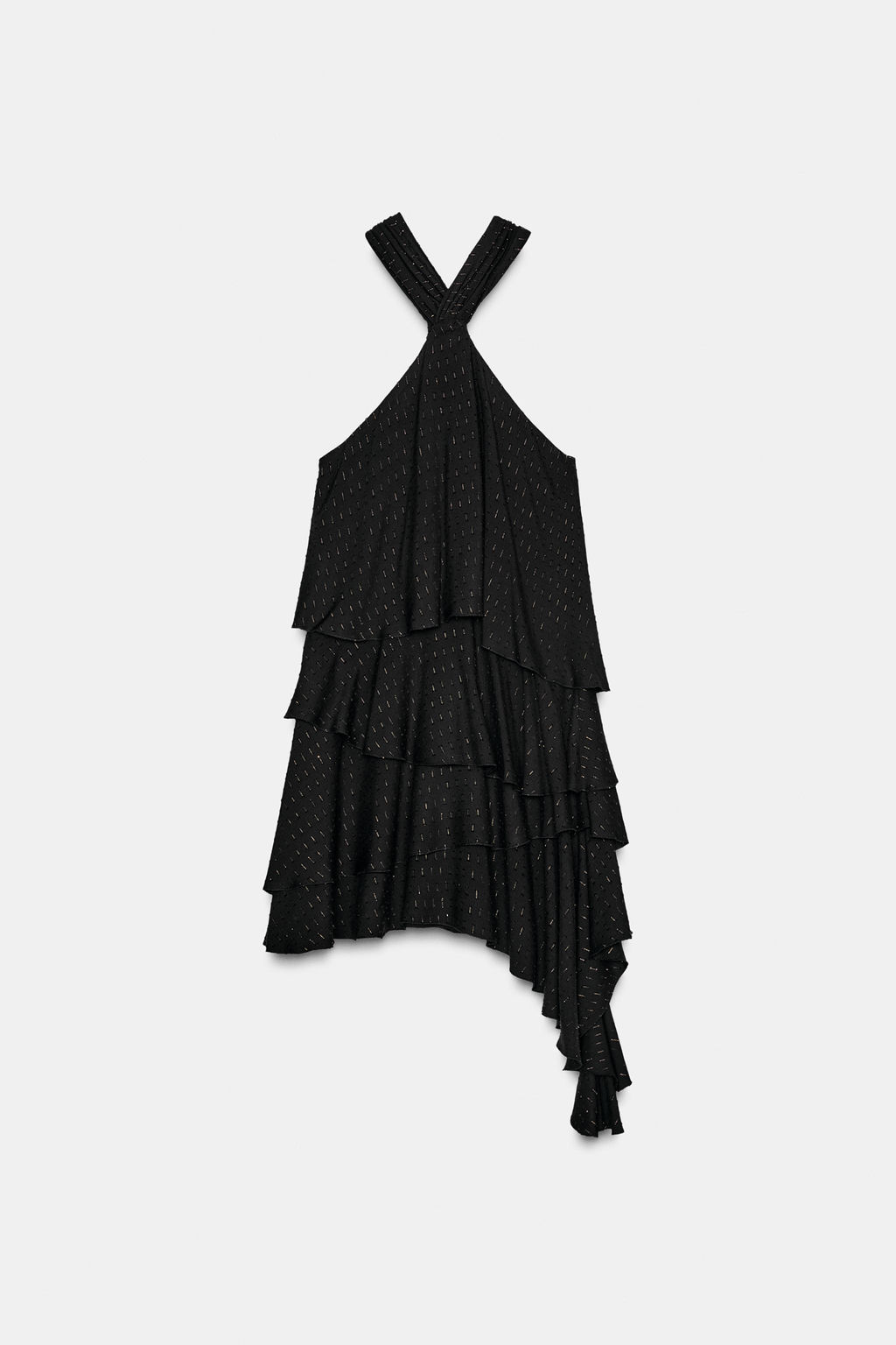 METALLIC THREAD HALTER DRESS - Zara фото 8
