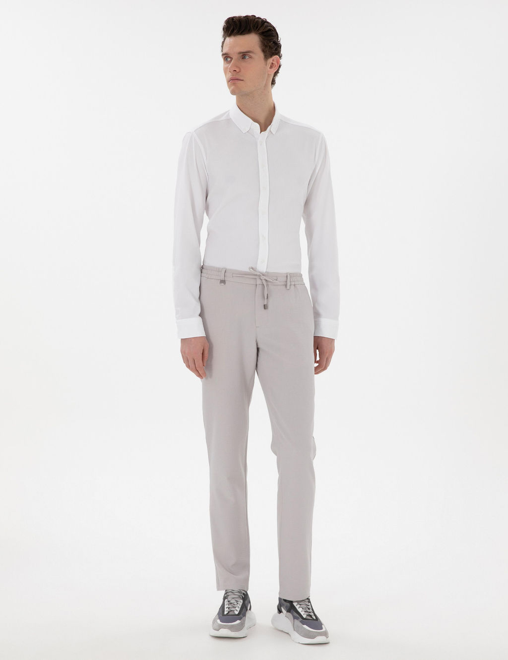 Рубашка Pierre Cardin Slim Fit белая в полоску