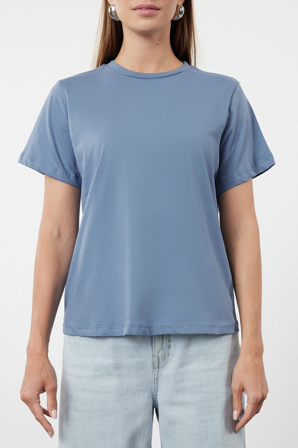 Indigo %100 Pamuk Basic Bisiklet Yaka Orme T-Shirt TWOSS23TS00000