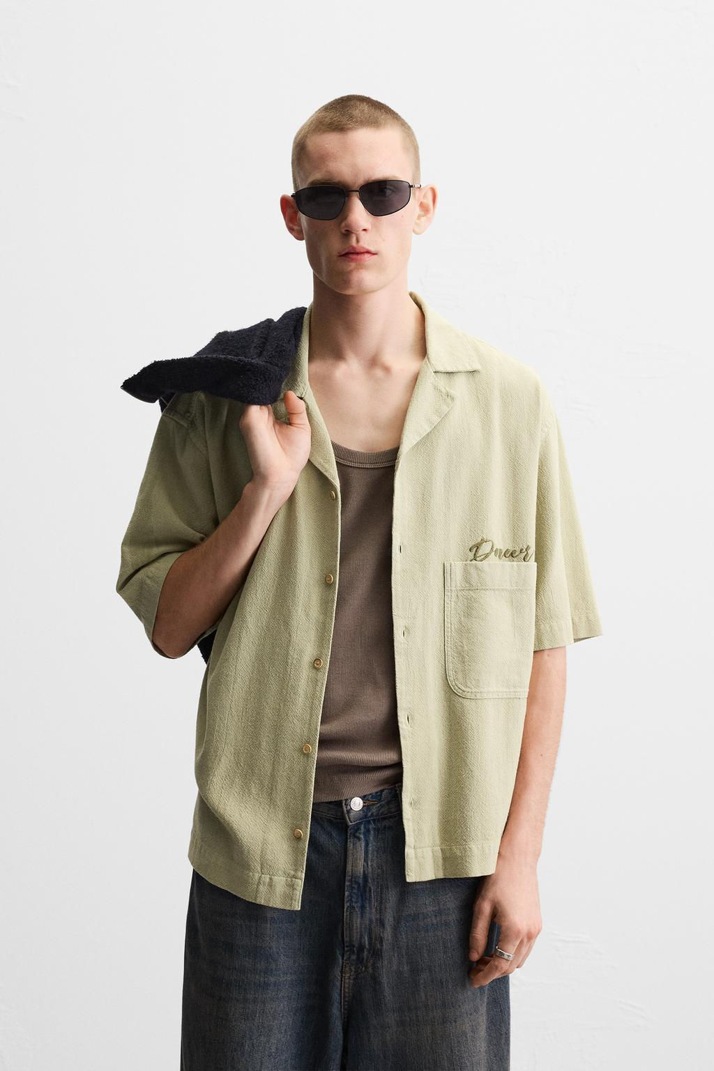 EMBROIDERED TEXTURED WEAVE SHIRT - Zara фото 2