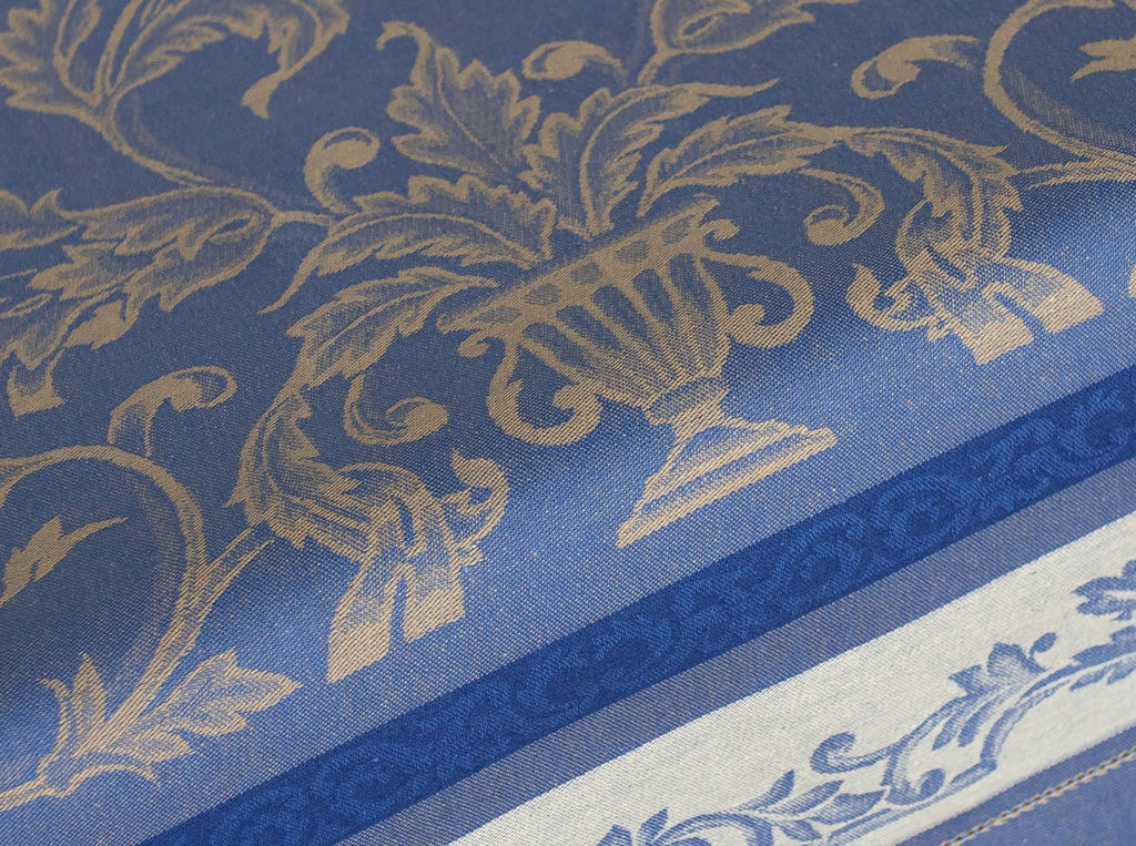 07с36 ЯК Скатерть с ажуром 140*300 "Волга" цвет бежевый/голубой