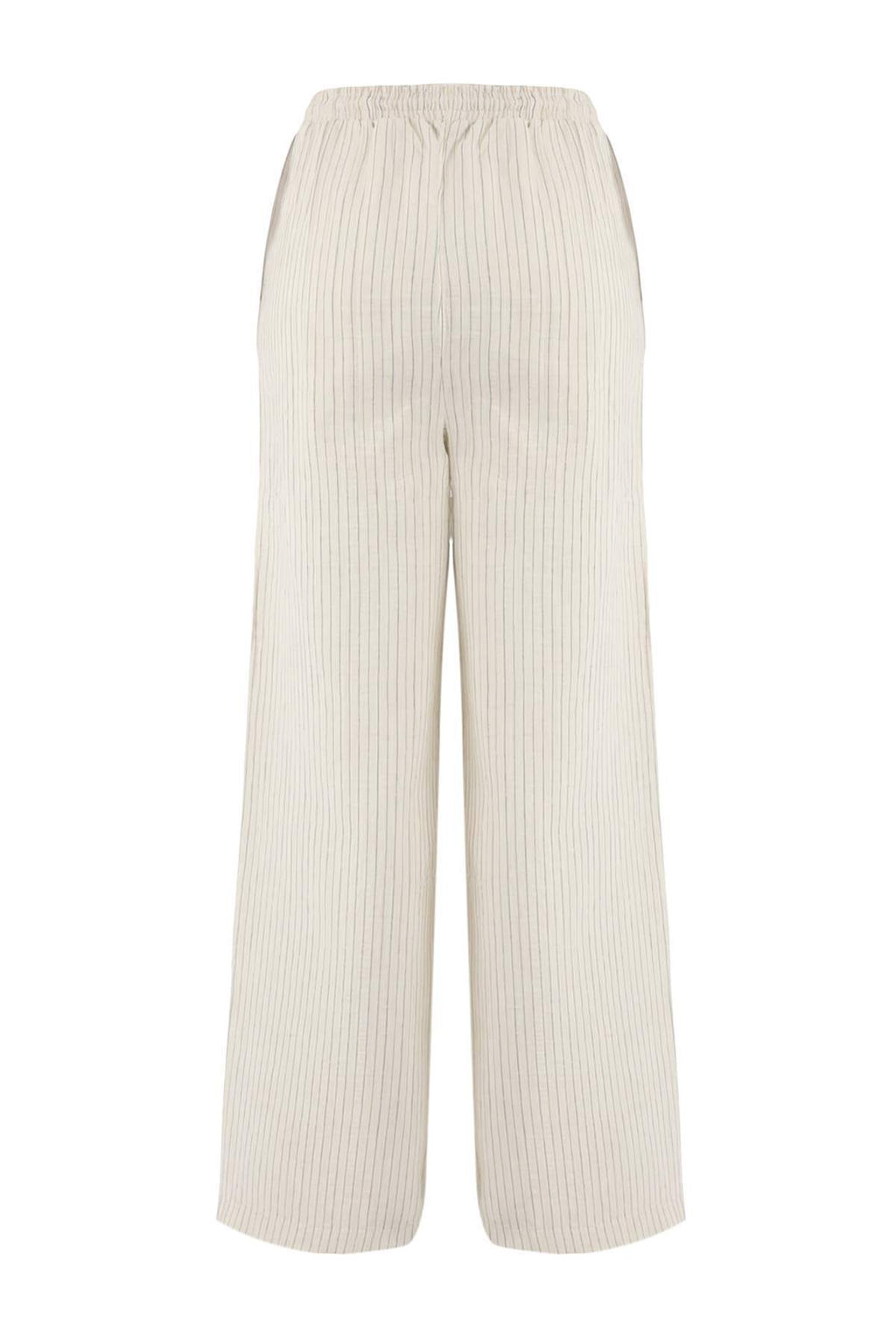 Ekru Cizgili Dokuma Muslin 100% Pamuk Plaj Kimono Pantolon Tak?m TBESS26AU00023 - Trendyolmilla фото 4