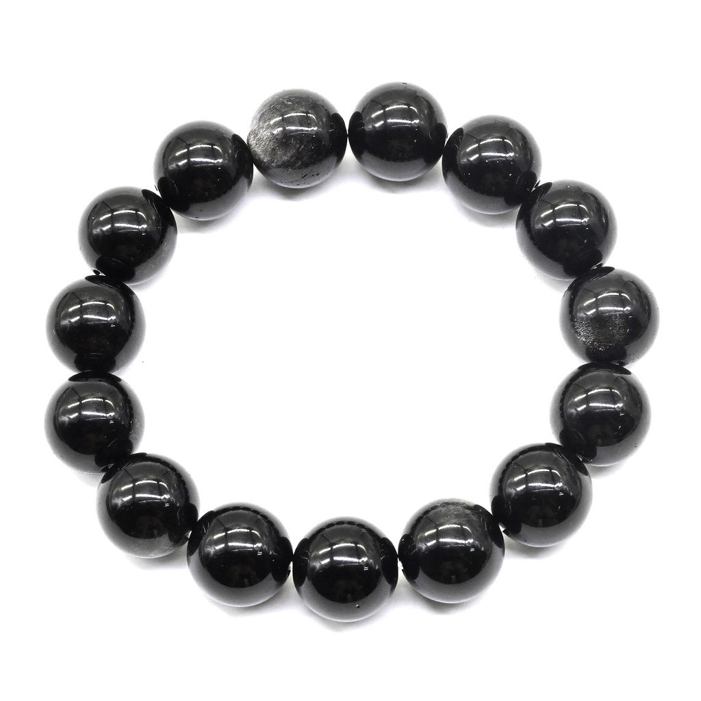 Обсидиан браслет шарик 14мм