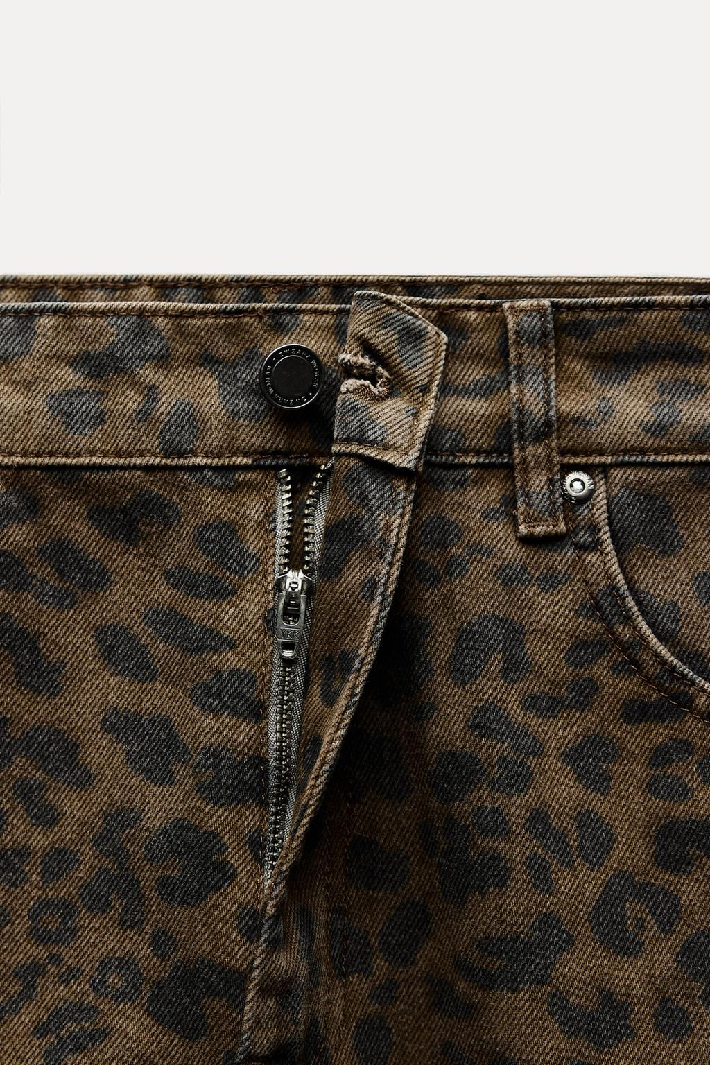 ZW COLLECTION ANIMAL PRINT RELAXED LOW-RISE JEANS - Zara фото 7