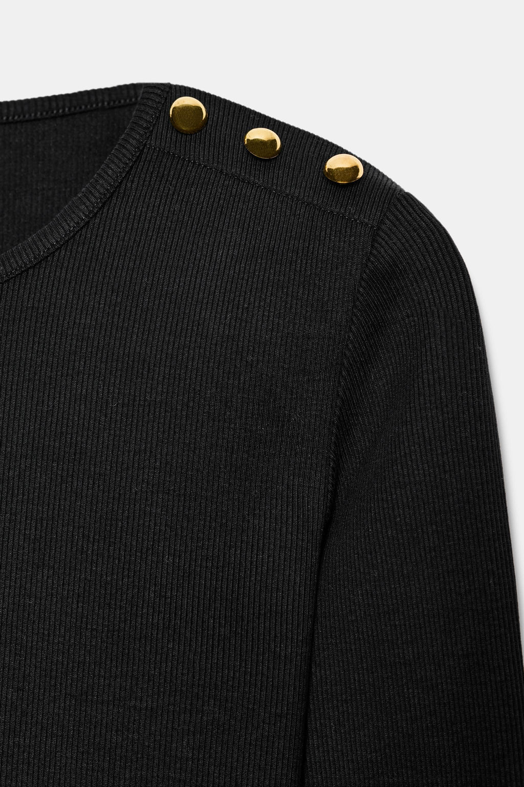RIBBED T-SHIRT WITH BUTTONS - Zara фото 7