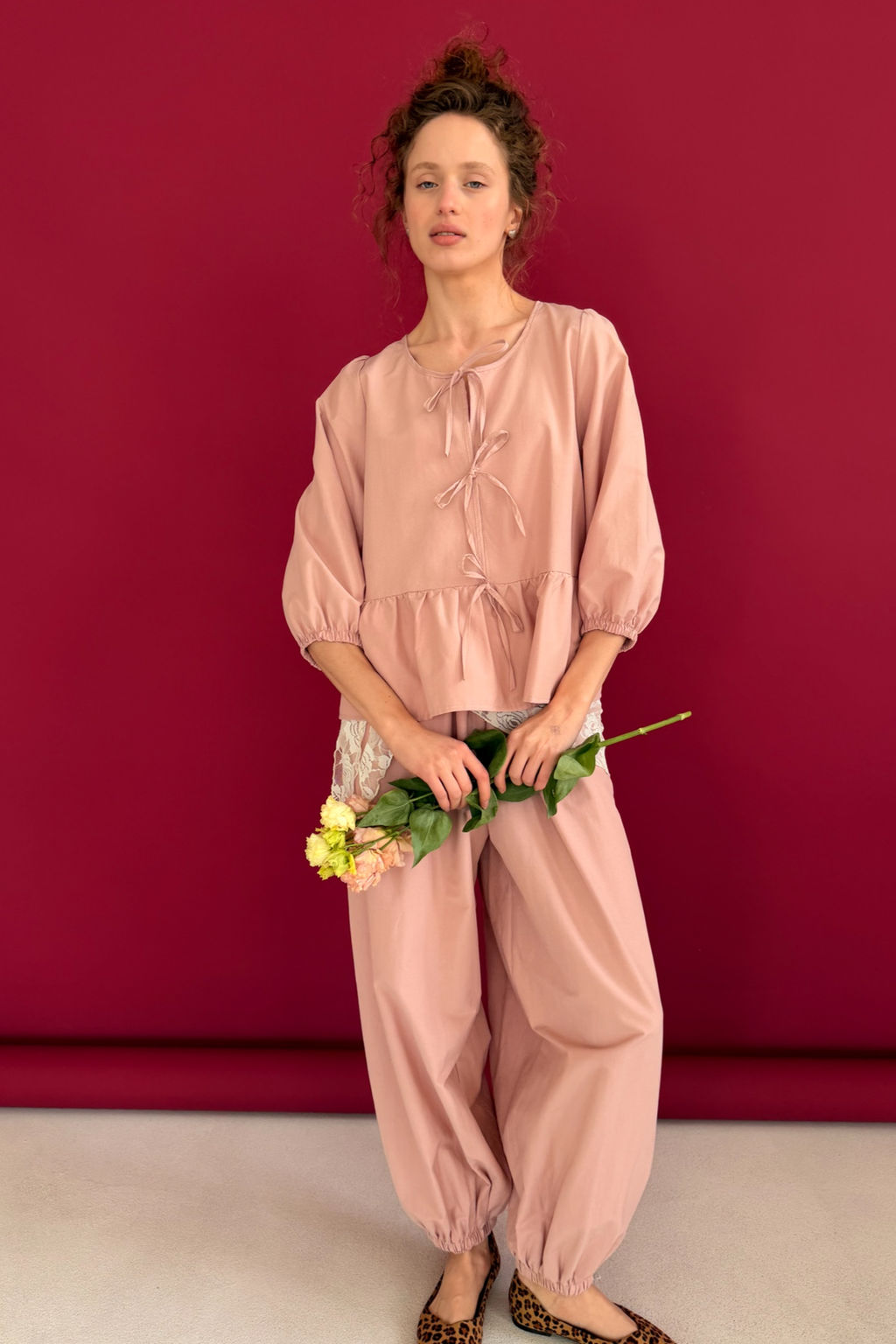 Блузка NATURE093/06/Пудровый - M&G all natural фото 2