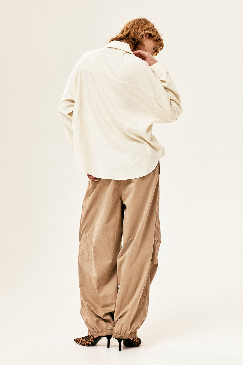 Camisa cargo oversize en mezcla de lino - H&m фото 4