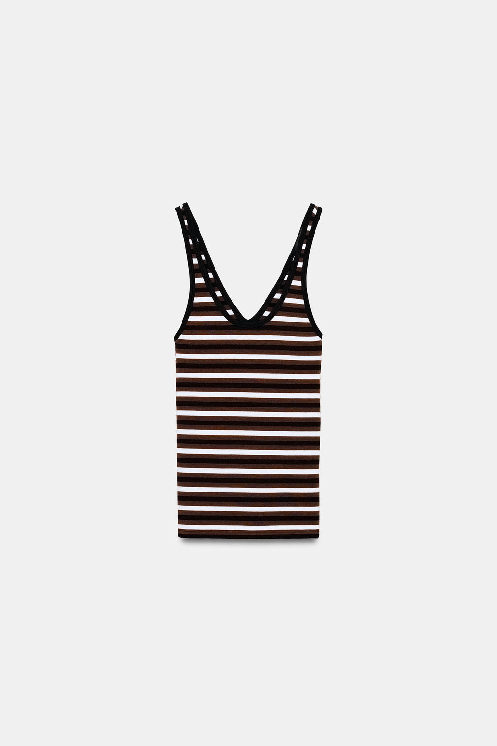 TOP TIRANTES RAYAS / marron/blanco - Zara фото 6