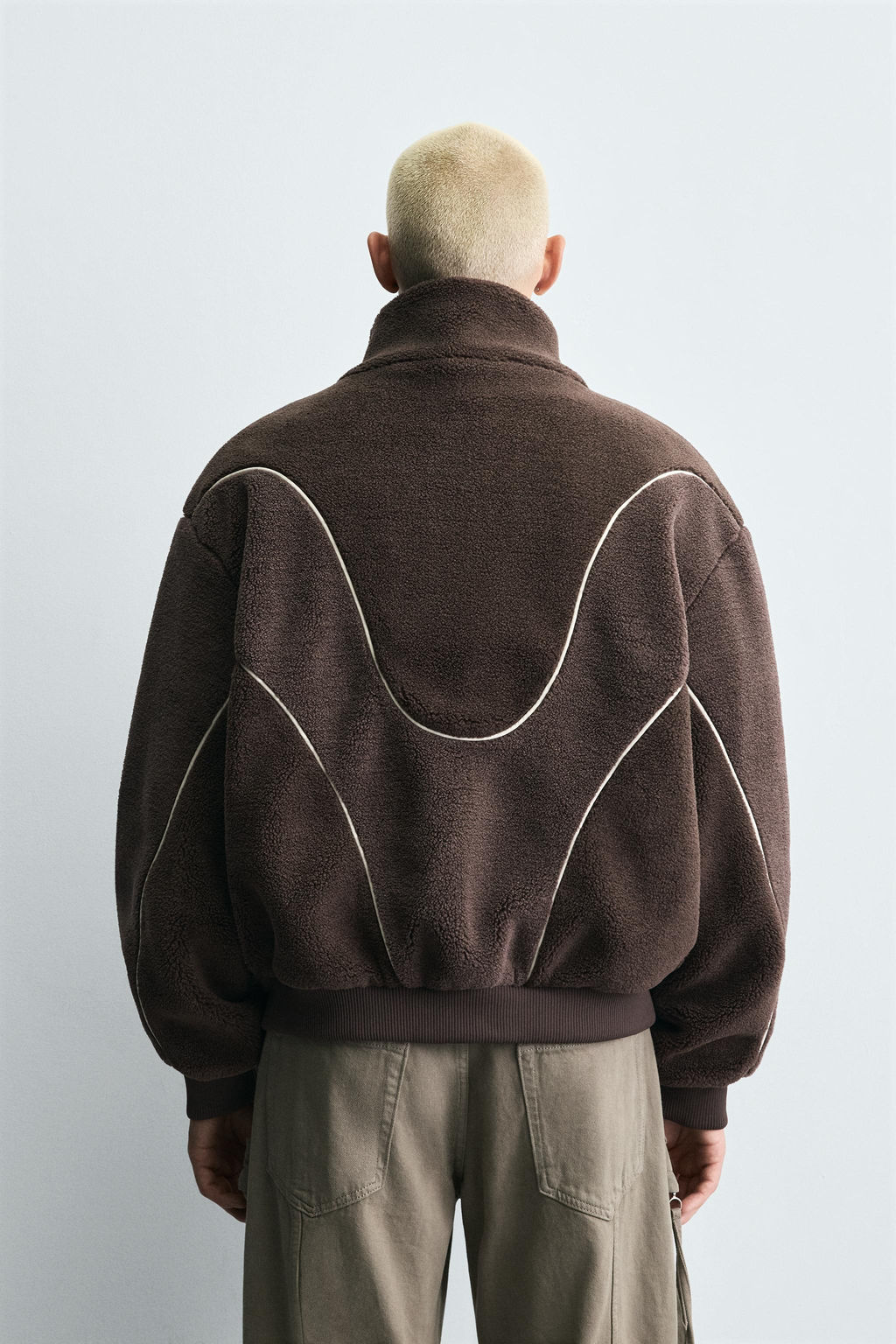 CONTRAST FAUX SHEARLING JACKET - Zara фото 3