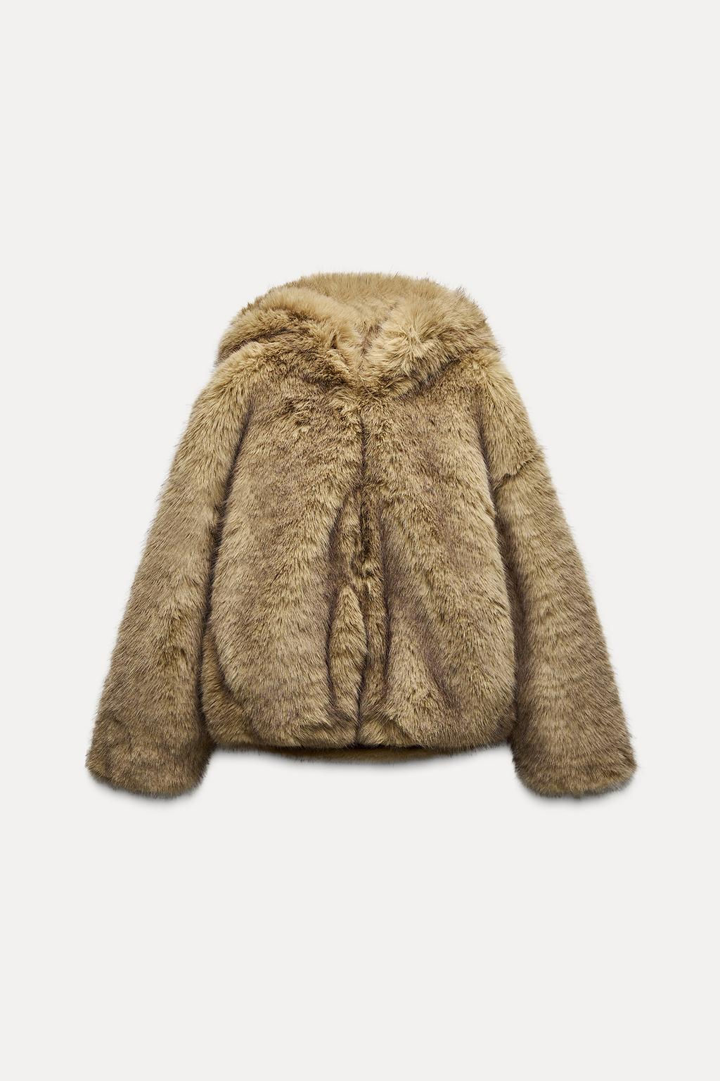 FAUX FUR HOODED COAT - Zara фото 7