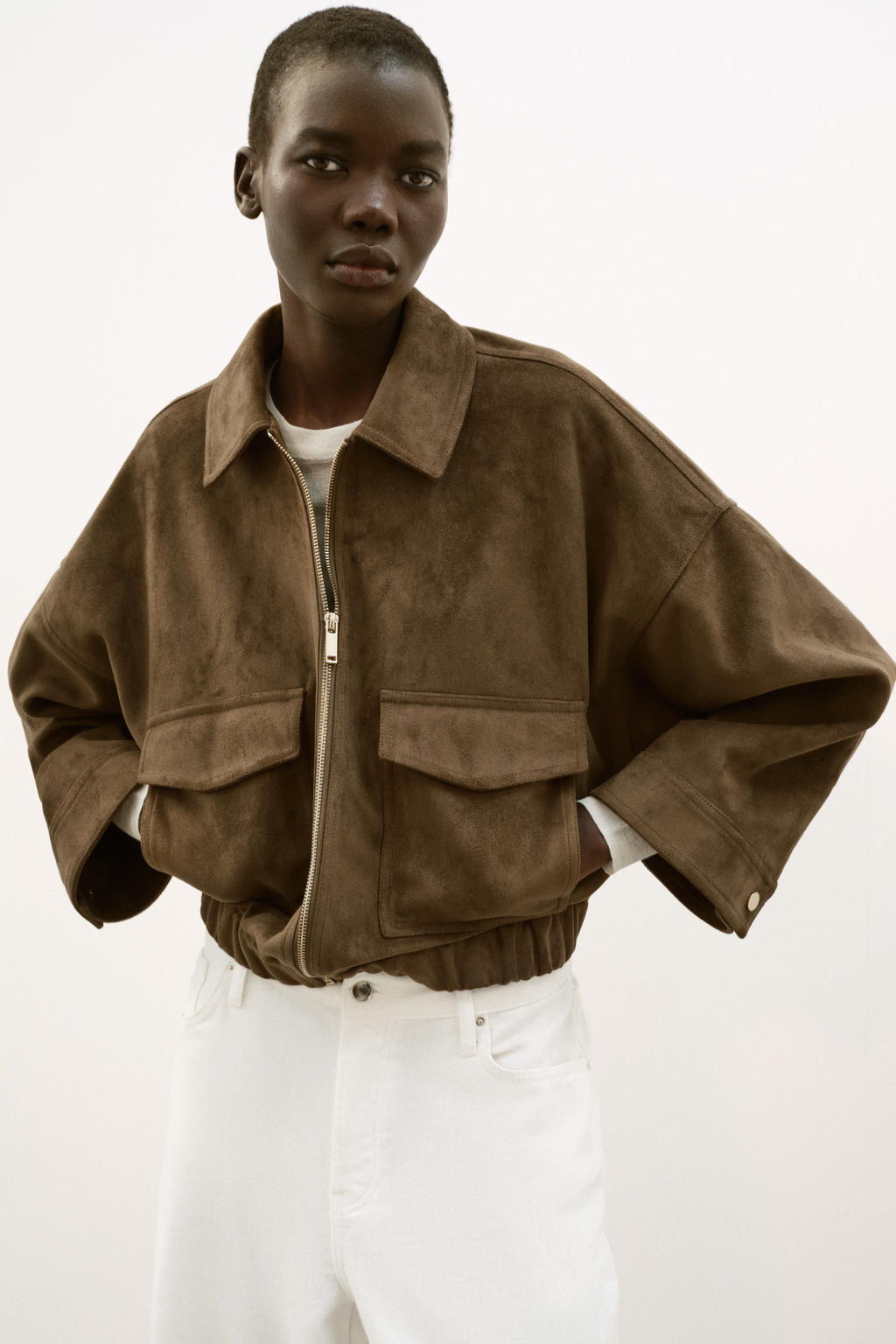 CAZADORA EFECTO ANTE / Khaki oscuro - Zara фото 3