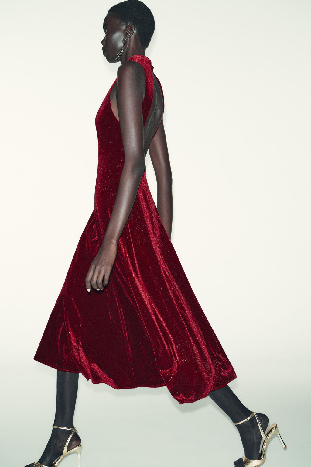 VELVET MIDI DRESS - Zara фото 5