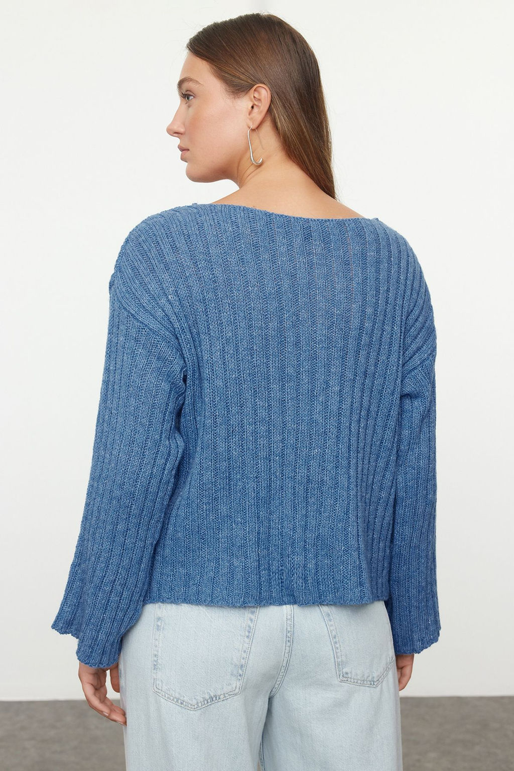 Tas Merserize Gorunumlu Yunlu Genis Kal?p Basic Triko Kazak TWOAW23KZ01844 - Trendyolmilla фото 13