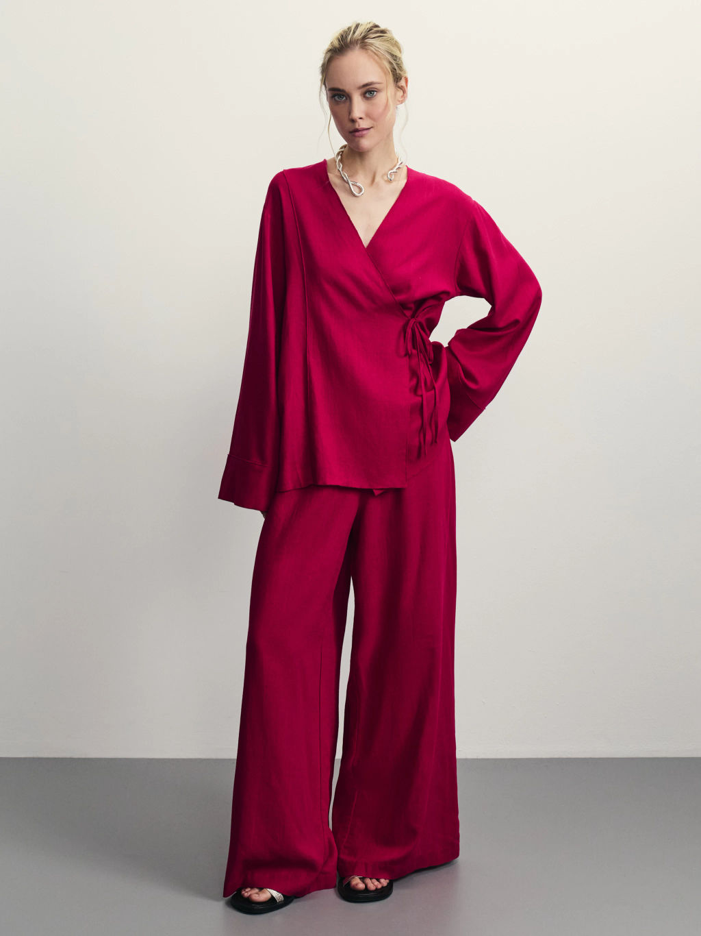 Кимоно из вискозы и льна / Zarina  фото 8