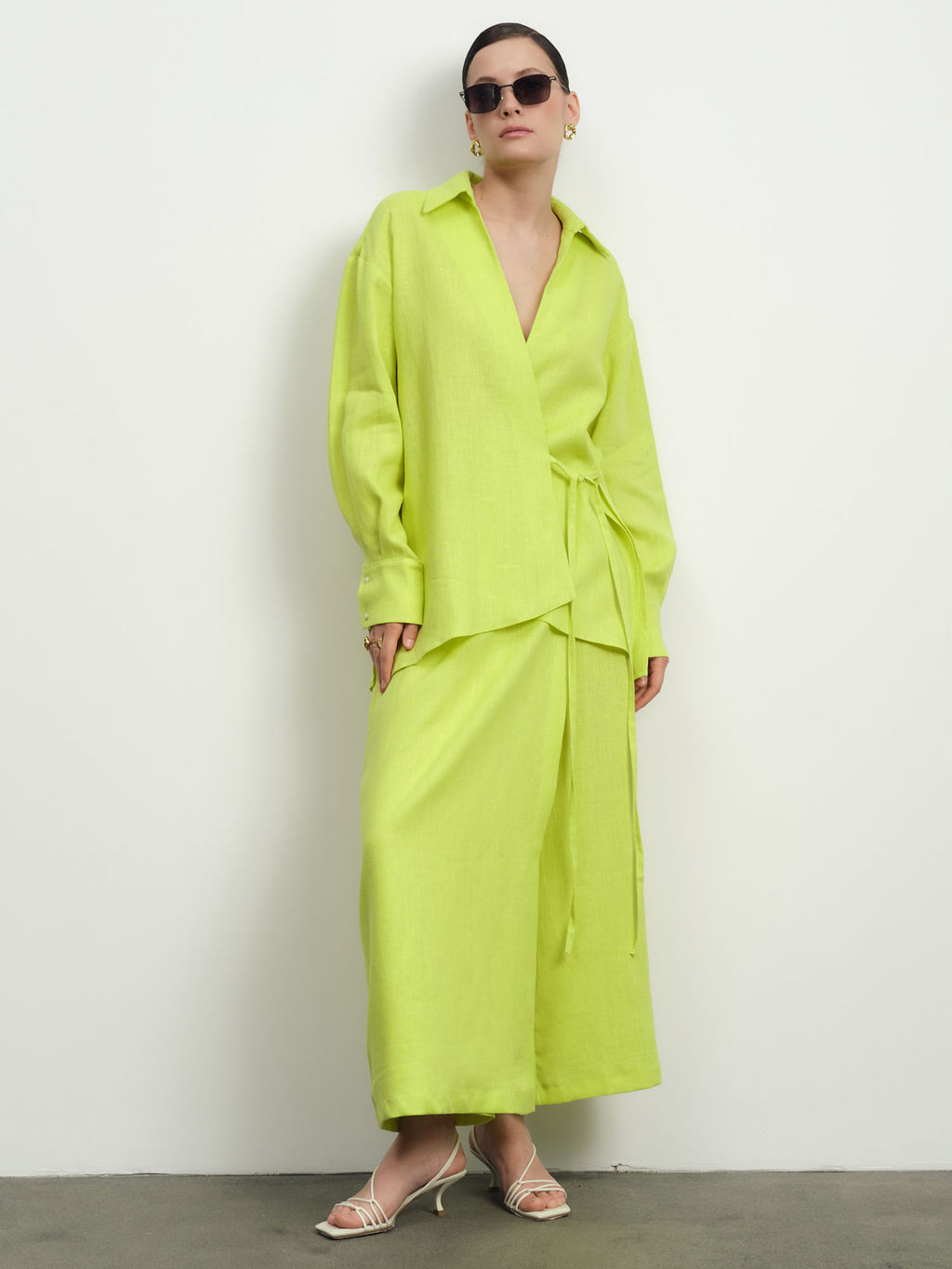 Юбка-брюки льняная 10990 лайм