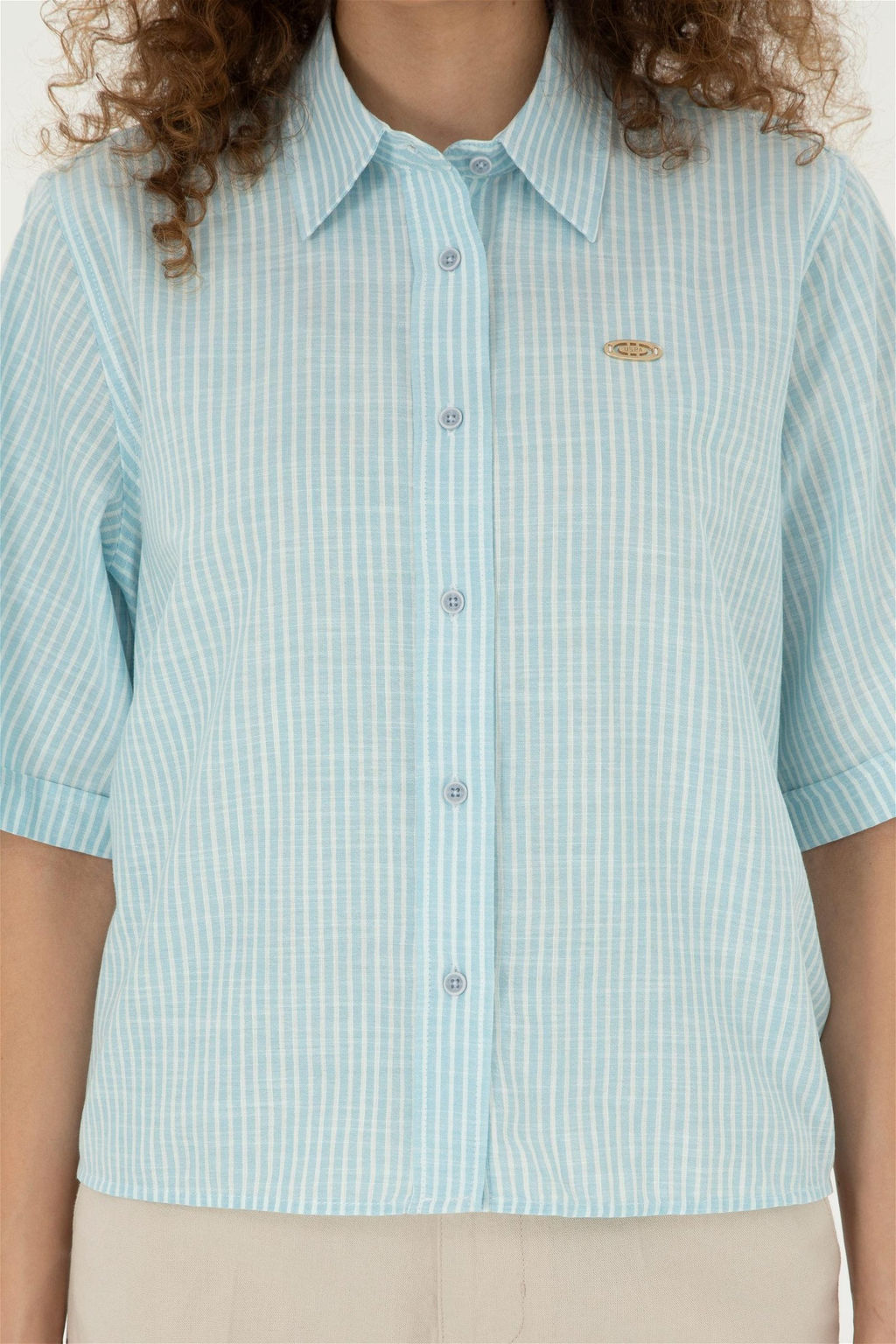 U. S. Polo Assn / Женская голубая рубашка с длинным рукавом - U.s. polo assn фото 6