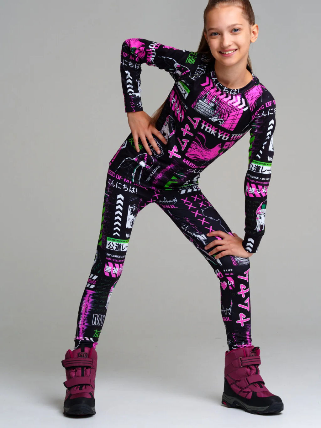 32321469 Термокомплект трикотажный для девочек: брюки, толстовка для эпизодического использования