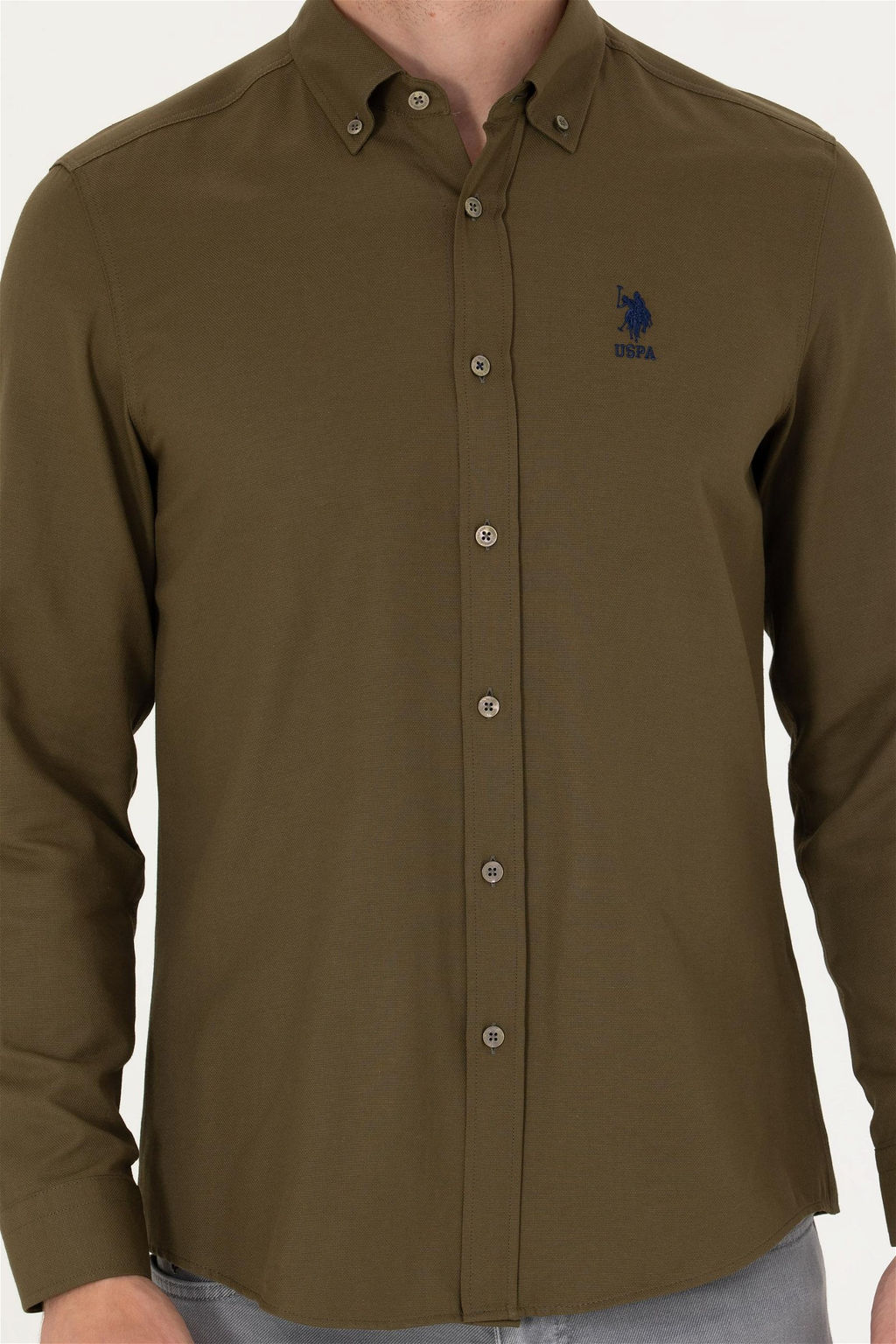 Мужская базовая рубашка цвета хаки с длинным рукавом Неожиданная скидка в корзине - U.s. polo assn фото 6