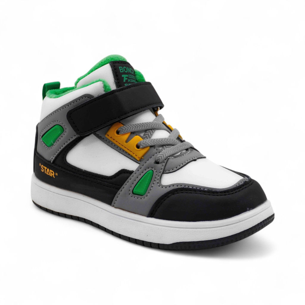 Кроссовки высокие демисезонные А7778-7 бело серые