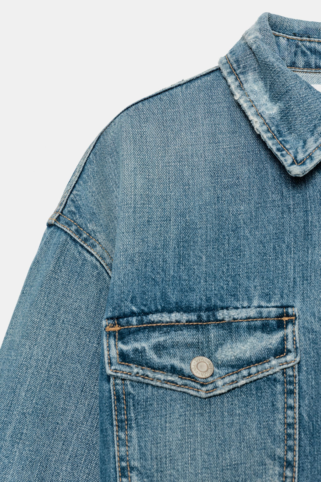TRF CROP DENIM OVERSHIRT - Zara фото 14