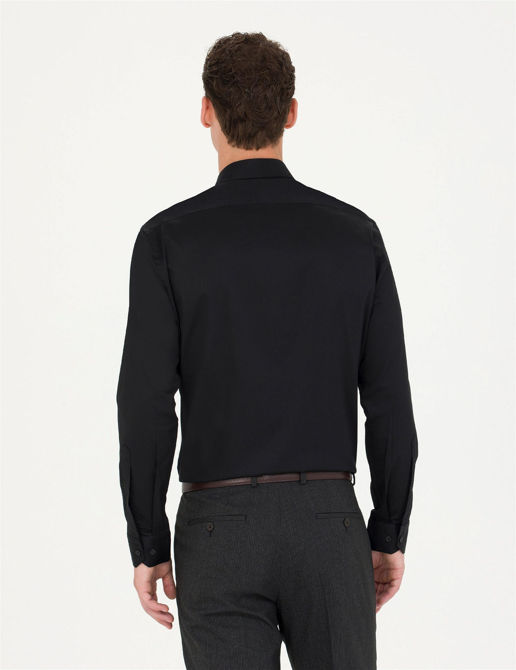 Siyah Regular Fit Uzun Kollu Basic G_mlek