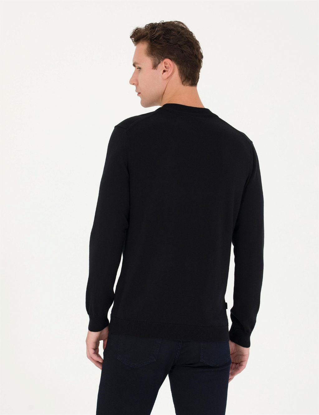 Siyah Slim Fit Yar_m Bal_k__ Yaka Basic Triko Kazak - Pierre cardin фото 5