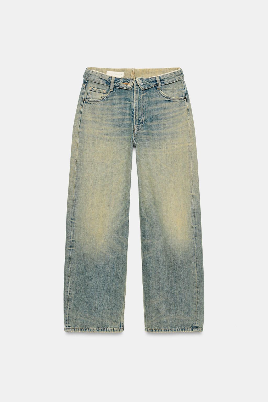 JEANS TRF CINTURA DOBLADA TIRO MEDIO ROTOS / Azul / Verde - Zara фото 4