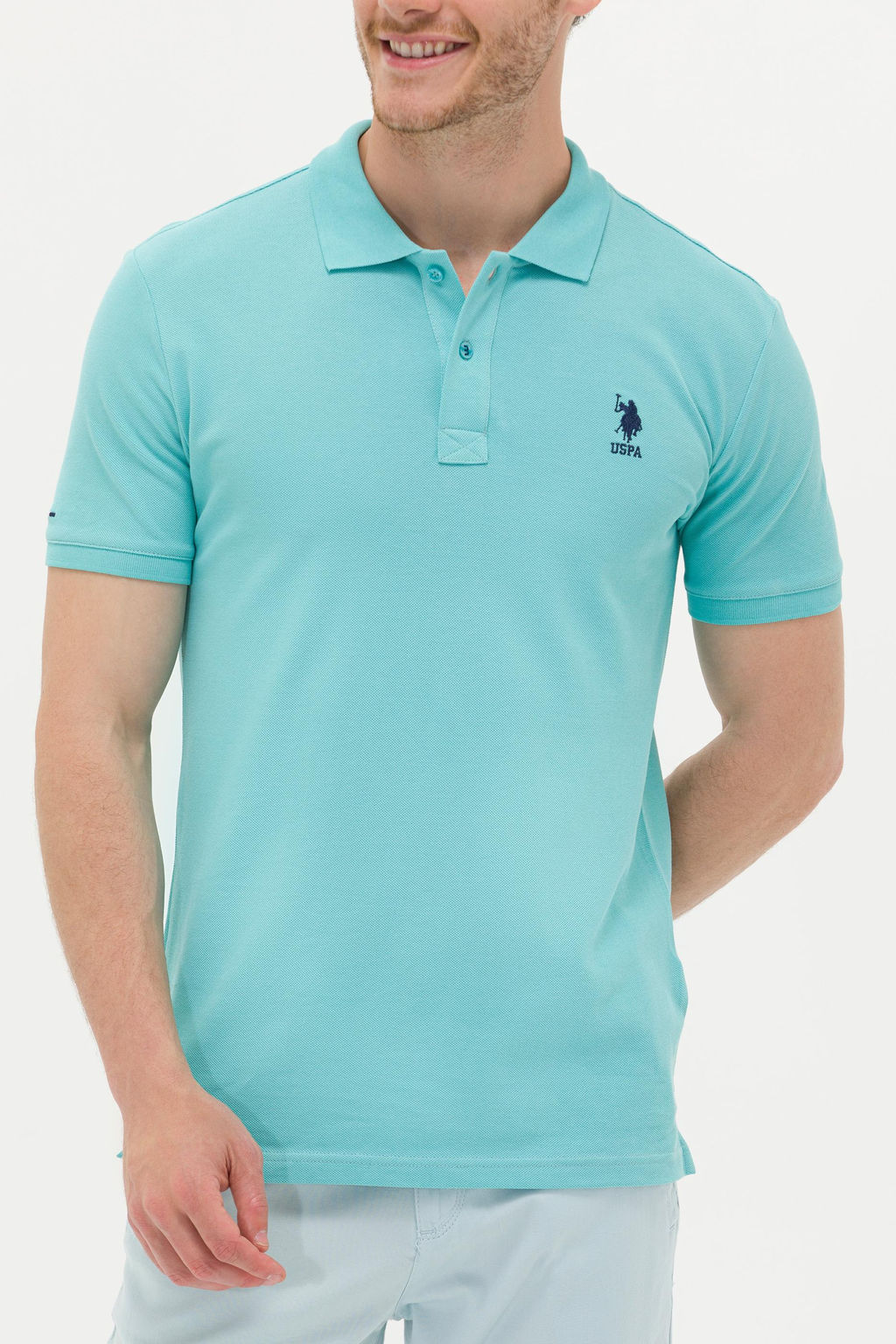 U. S. Polo Assn Мужская мятная базовая футболка с воротником-поло - U.s. polo assn фото 5
