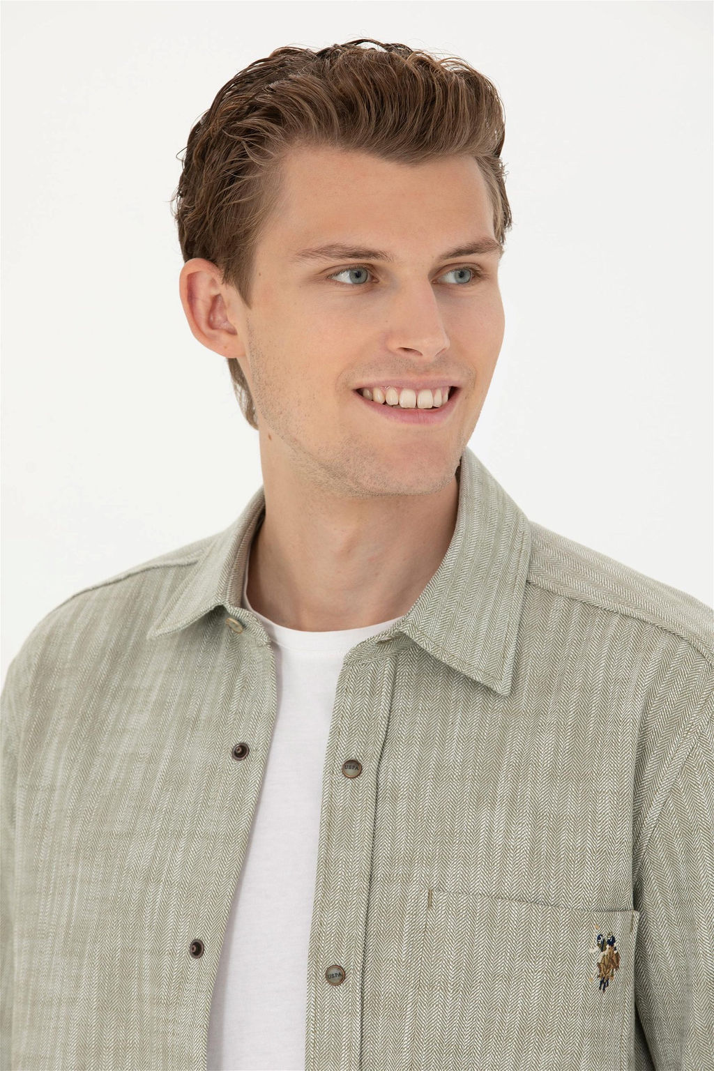 Мужская рубашка цвета хаки с длинным рукавом - U.s. polo assn фото 8